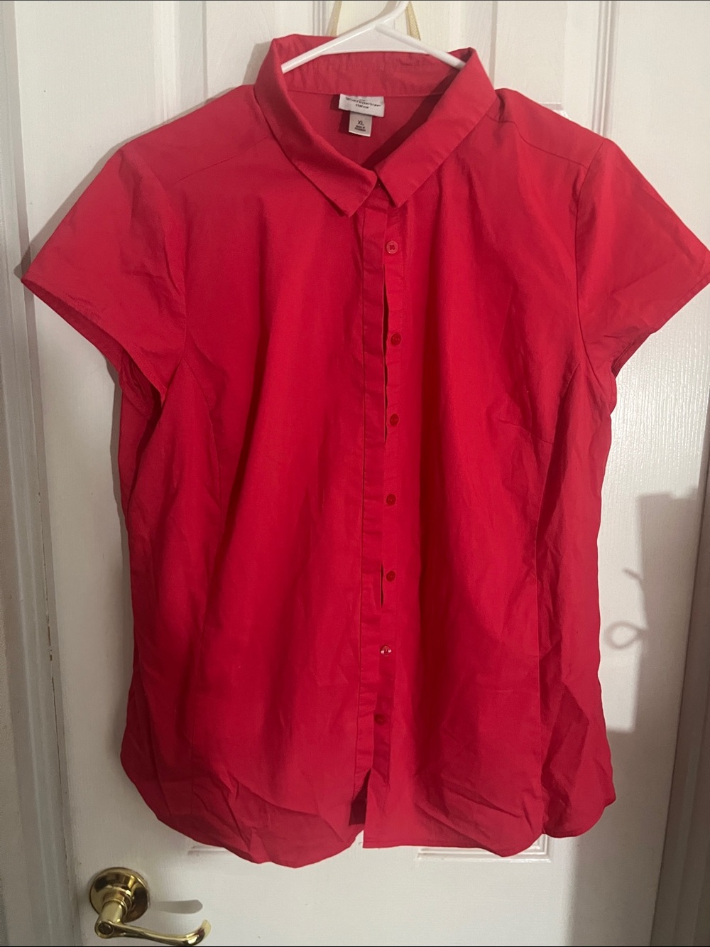 Worthington Hot Pink Short Sleeve Button Down Shirt